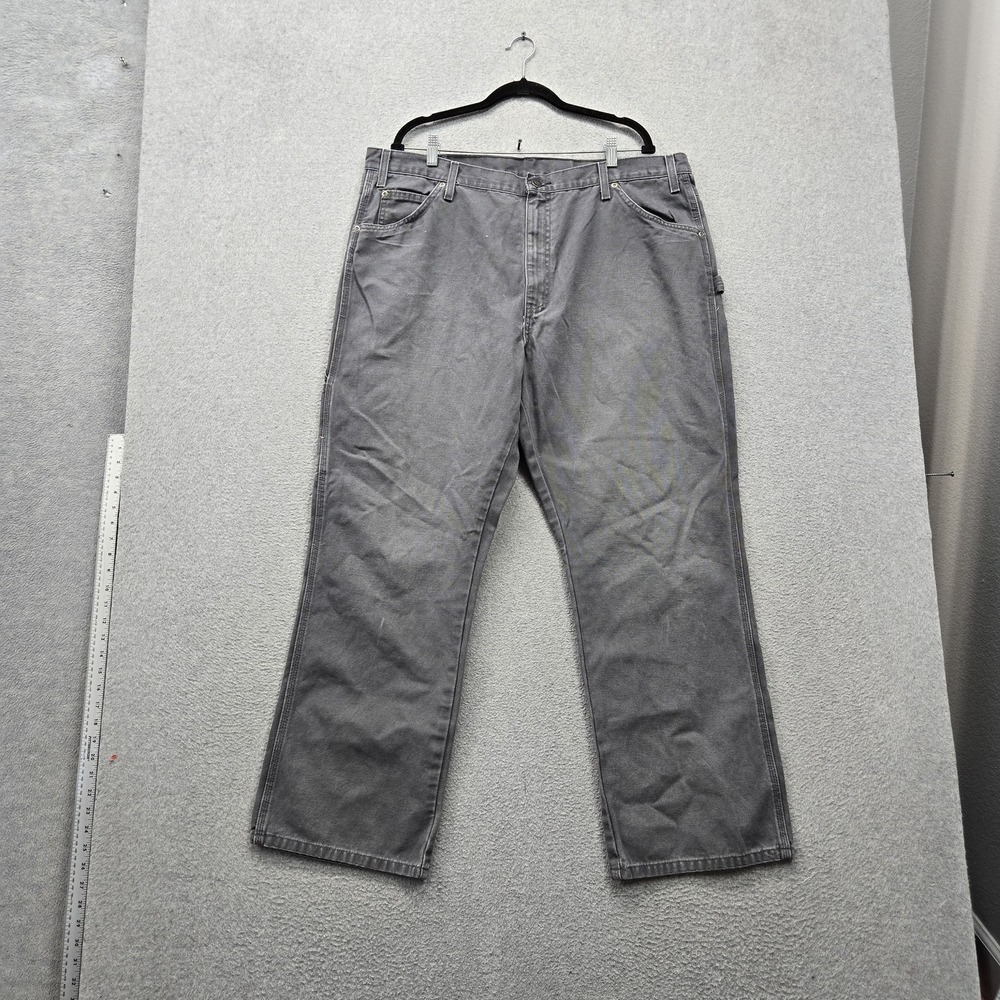 Dickies Men Pants 40X30 Gray Carpenter Twill Workwear Pants Logo Relaxed 30"